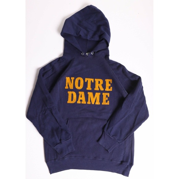 Champion Other - Vintage Champion Notre Dame Hoodie Navy Blue Flocked Medium Made in USA 70s 80s